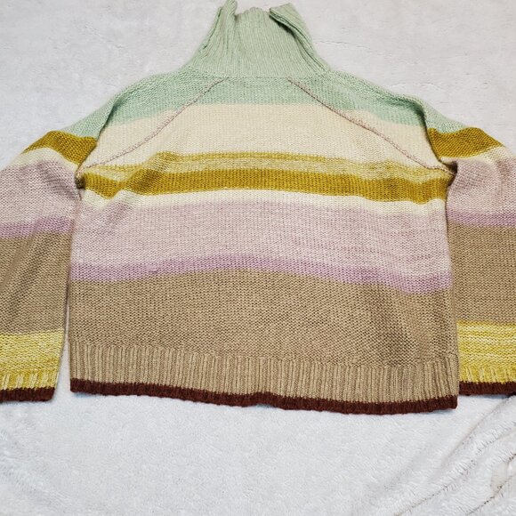 Anthropologie Ee:Some Metallic Turtleneck Fairy Bohemian Cropped Knit Sweater M - Picture 6 of 9